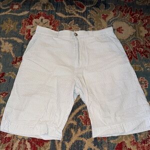 Classic Lacoste White & Blue Striped Men's Shorts
